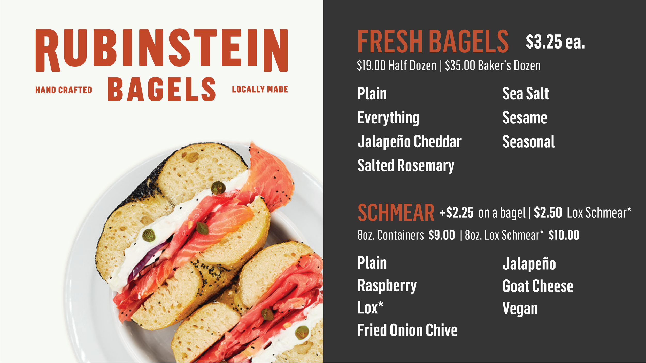 MENU — Rubinstein Bagels
